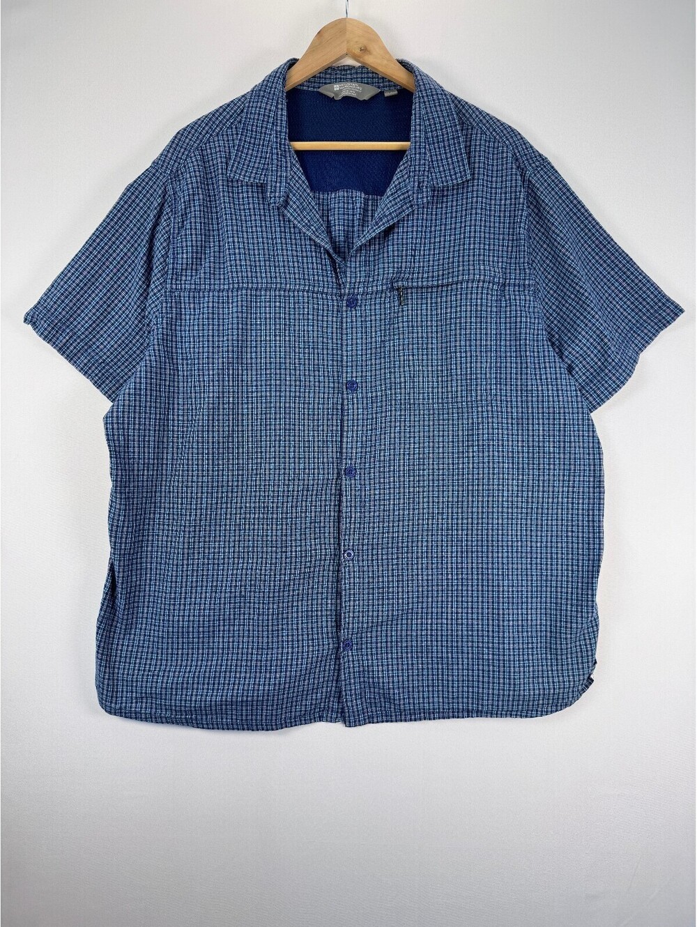 Mountain Warehouse Men’s 3XL Blue Plaid Cotton Hiking Shirt Mesh Lined